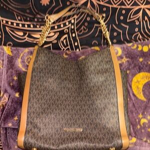 Michael Kors Dark Brown and Tan Shoulder Bag